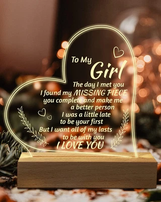 Romantic Gifts for Girlfriend, to My Girlfriend Engraved Night Light, I Love You - Изображение 1 из 4