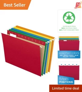 Hanging File Folders Recycled Paper Letter Size Assorted Colors 25 Box Office... - Picture 1 of 9