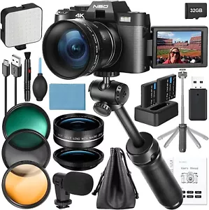 4K Digital Cameras 48MP Video Camera W/ Microphone WiFi Tripod Grip For YouTube - Picture 1 of 10