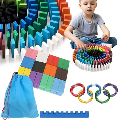 MARKENLOS 1000 Stück Dominosteine Holz Domino Spiel mit 80 Zusätzlichen Blöcken für Kinder