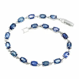 Shola Genuine Natural Blue Sapphire Bracelet 925 Sterling Silver B107 - Picture 1 of 3