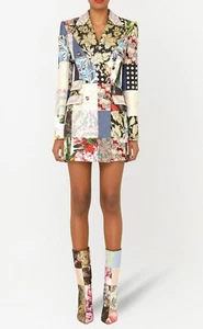 DOLCE & GABBANA Jacket Gold Black Patchwork Floral Blazer Coat Top 38IT UK6 XS - Picture 1 of 13