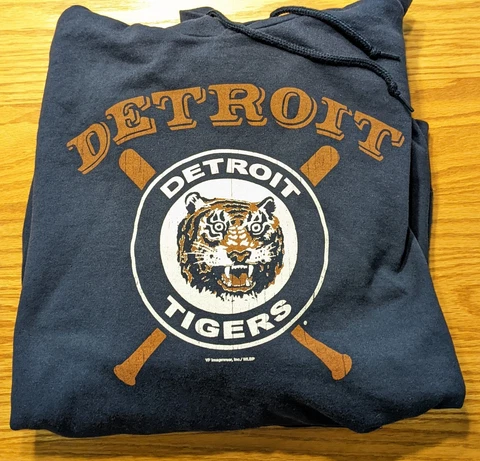 Detroit Tigers MLB Baseball Hoodie Sweatshirt Navy Blue Retro Logo Unisex 2XL Cover