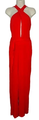NEW NEW YORK & COMPANY Red Halter We De Leg Jumpsuit Sz XL Tall NWT - Image 1 of 4