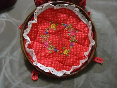 Vintage 3 -Tier Wicker/Bamboo Chinese Wedding Basket w/Handle - Image 1 of 4