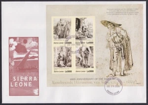 SIERRA LEONE Sc #2855a-d FDC SHEET of 4 - 400th ANN BIRTH of REMBRANDT - Picture 1 of 1
