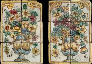 Coppia di pannelli maiolicati siciliani - Two Sicilian majolica panels 10349 - Imagen 1 de 1