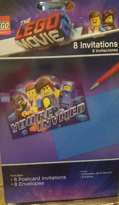 Lego Película 2 Invitaciones Fiesta Cumpleaños con Sobres Nuevo Foto 1 de 2