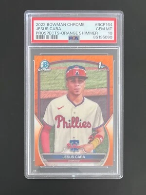 JESUS CABA *PSA 10 - ORANGE SHIMMER /25 1ST BOWMAN* 2023 Bowman #BCP164 GEM MINT - Image 1 of 3