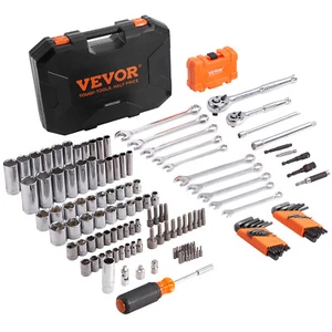 VEVOR Mechanics Tool Set and Socket Set 1/4in 3/8in Drive 145 Pcs SAE and Metric - Picture 1 of 12