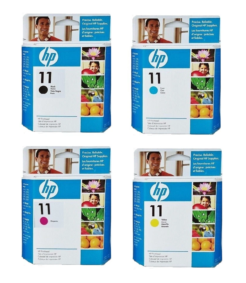 4 x Printheads HP DesignJet 100 500 800 / No. 11 C4810A C4811A C4812A C4813A OVP - Image 1 of 1