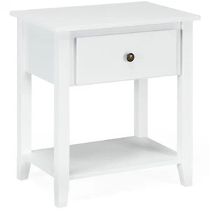 Costway Nightstand Beside Table Chest Sofa Table End Table Accent Table White - Picture 1 of 12