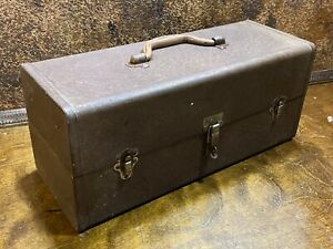 Vintage Metal Kennedy Fishing Tackle Box - Cork Lined Compartments Tool Chest 