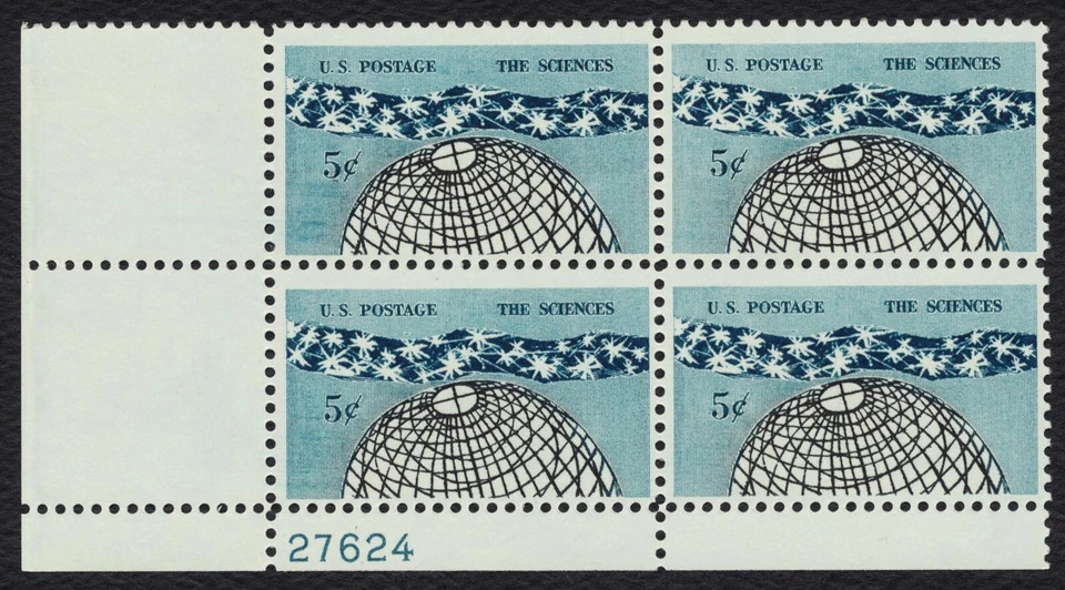 #1237 5c The Sciences, Plate Block [27624 LL] Mint **ANY 5=FREE SHIPPING** - Image 1 of 1