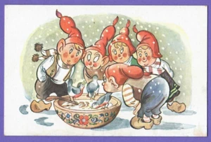 LATVIA GNOME AND BIRD VINTAGE POSTCARD 6118 - Picture 1 of 2