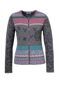 Ivko Knit Jacket Cardigan Floral Pattern (Merino) Wool Gray Anthracite 72525 - Picture 1 of 2