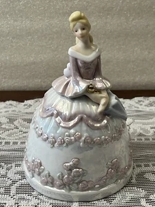 Fine China Ceramic Bell of 19th Century Woman in Floral Ornate Victorian Dress - Picture 1 of 10
