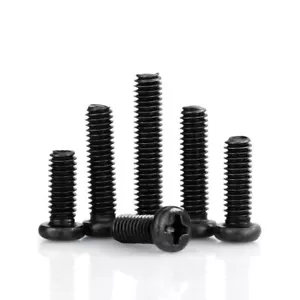M3 M4 M5 Black Carbon Steel Cross Phillips Pan Head Machine Screw Bolts - Picture 1 of 5
