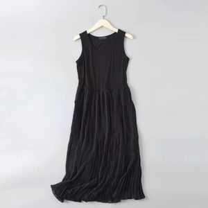 Femme Robe Extension Long Réservoir Mousseline Pli Caraco sans Manche - Picture 1 of 8