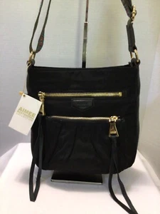 aimee kestenberg Black nylon leather Crossbody handbag w Guitar strap & dustbag - Picture 1 of 7
