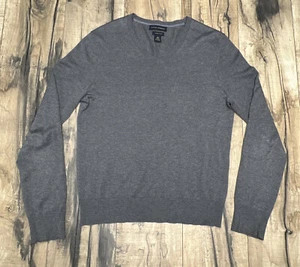 Banana Republic Luxury Blend Silk Cashmere Sweater Mens Small Gray Pullover V - Picture 1 of 9