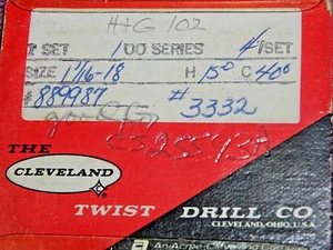 H & G CLEVELAND TWIST DRILL 100 SERIES 1 1/16 - 18 UNEF THREAD CHASER SET - Picture 1 of 2