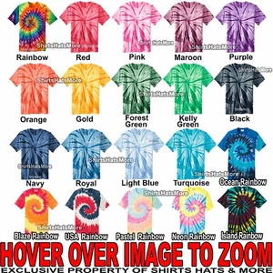 Tie Dye Mens T-Shirt Blank Tye Dyed Tee Spiral S, M, L, XL, 2X, 3X, 4X NEW - Picture 1 of 22