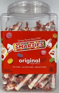 Smarties Original Rolls Candy 180 Count Tub Bulk Candies Smarty Jar Sugar - Picture 1 of 5