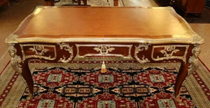 Bronze Mounted Louis XV French Style Kingwood Writing Desk Bureau Plat - Picture 1 of 18