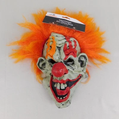 Halloween Latex Evil Flame Clown Mask with Attached Wig - Adult One Size #9434 - Image 1 of 4