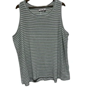 LOGO Layers Lori Goldstein Tunic Women 3X Neutral Stripe Textured Sleeveless Top - Picture 1 of 8