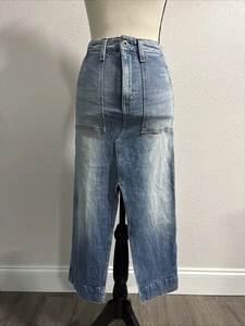 AG Adriano Goldschmied Women’s LANA Denim Workwear Midi Length Skirt Sz 24R - Picture 1 of 8