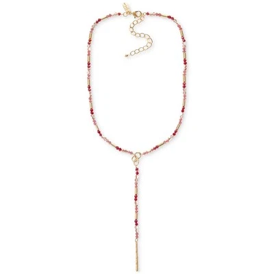 Collar Lariat de cuentas mixtas tono dorado Style & Co nuevo sin etiquetas, extensor de 18" + 3" Foto 1 de 4