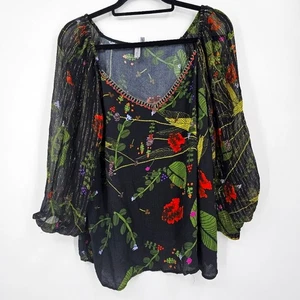 Anthropologie Bl-nk Nela Floral Pullover Bluse Größe 2X | Boho Bauern Top - Bild 1 von 7