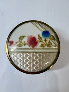 Antik Vintage Puder Schmuckdose gerippt Glas Metalldeckel ELEGANT SCHÖN - Bild 1 von 5