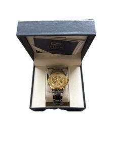 Reloj pulsera de lujo Jsdun 8840 para hombre con banda plateada esfera dorada con manual de usuario - Imagen 1 de 8