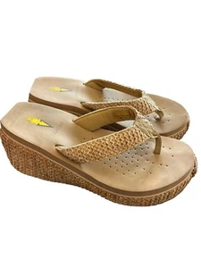 Vintage Volatile Island Wedge Sandals Women’s 7 Raffia Platform Flip Flops - Picture 1 of 6