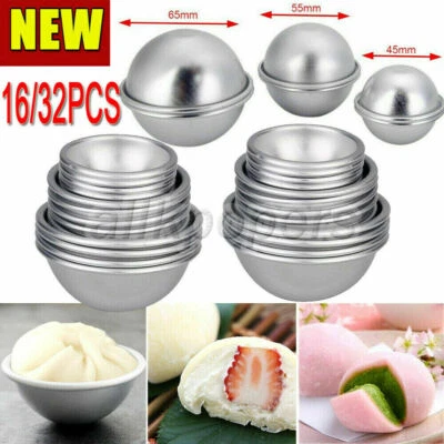 16/32Pcs DIY Soap Mold Sphere Metal Bath Bomb Fizzy Craft Cake Candle Tart Mould - Image 1 of 4