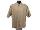 Gitman Bros Mens Shirt L Beige Check Button Down Short Sleeve Cotton