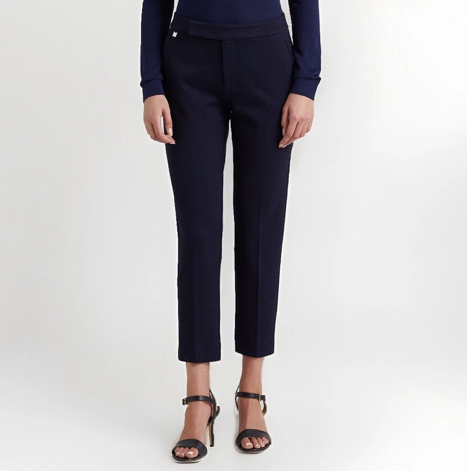 Lauren Ralph Lauren Stretch Ponte Straight Pants M Navy L0902