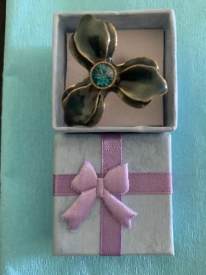 ANILLO AJUSTABLE FLOR AZUL GASOLINA DE COLECCIÓN | Diseño Danés Joyería Dinamarca Foto 1 de 4