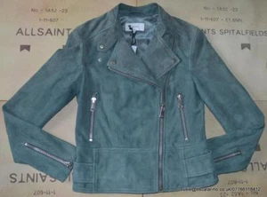 CLEAROUT ~ Reiss Grace Suede Biker Jacket in Moss Size UK 8 BNWT £395 - Picture 1 of 12