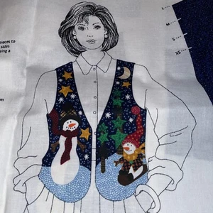 WOMAN'S "SNOWMAN VEST" FABRIC PANEL BY CRANSTON - FITS XS-L - Picture 1 of 4