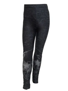 TEREZ Girl's Black Star Eyed Skull Leggings #4017745 16 Years NWT - Picture 1 of 2