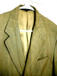  Burberrys' Mens 2 btn Jacket/Blazer  41 S Brown/Gold  Houndstooth/Plaid  Wool - Picture 1 of 11