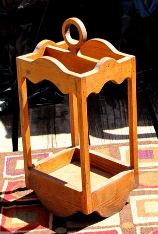 Vintage Antique Handmade Mission-Style Wooden Umbrella/Cane Stand Cover