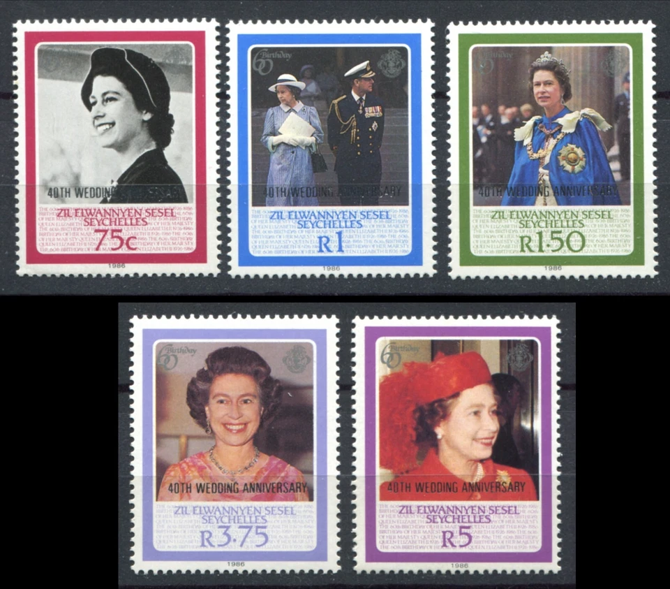 Seychelles ZEL 1987 • Sс# 135-9 • Boda real 40 aniversario • MNH OG EN MUY BUEN ESTADO (SU-9416) Foto 1 de 1