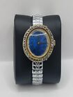 Vintage Newmark Blue Dial Marcasite Wristwatch Untested For Parts 28.9mm
