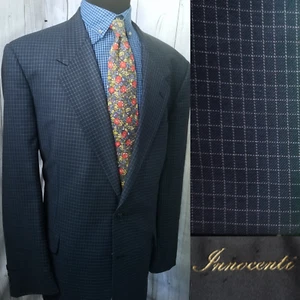 Tom James "Innocenti" Men Blazer 50L - 52L Blue Check Wool Jacket Sport Coat USA - Picture 1 of 20