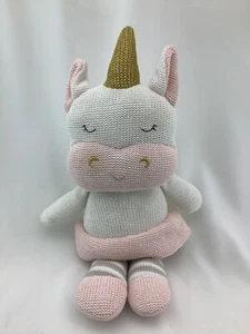 Living Textiles Kenzie  Unicorn Knit Stuffed Plush Rattle RGS230715/SAB - Picture 1 of 7